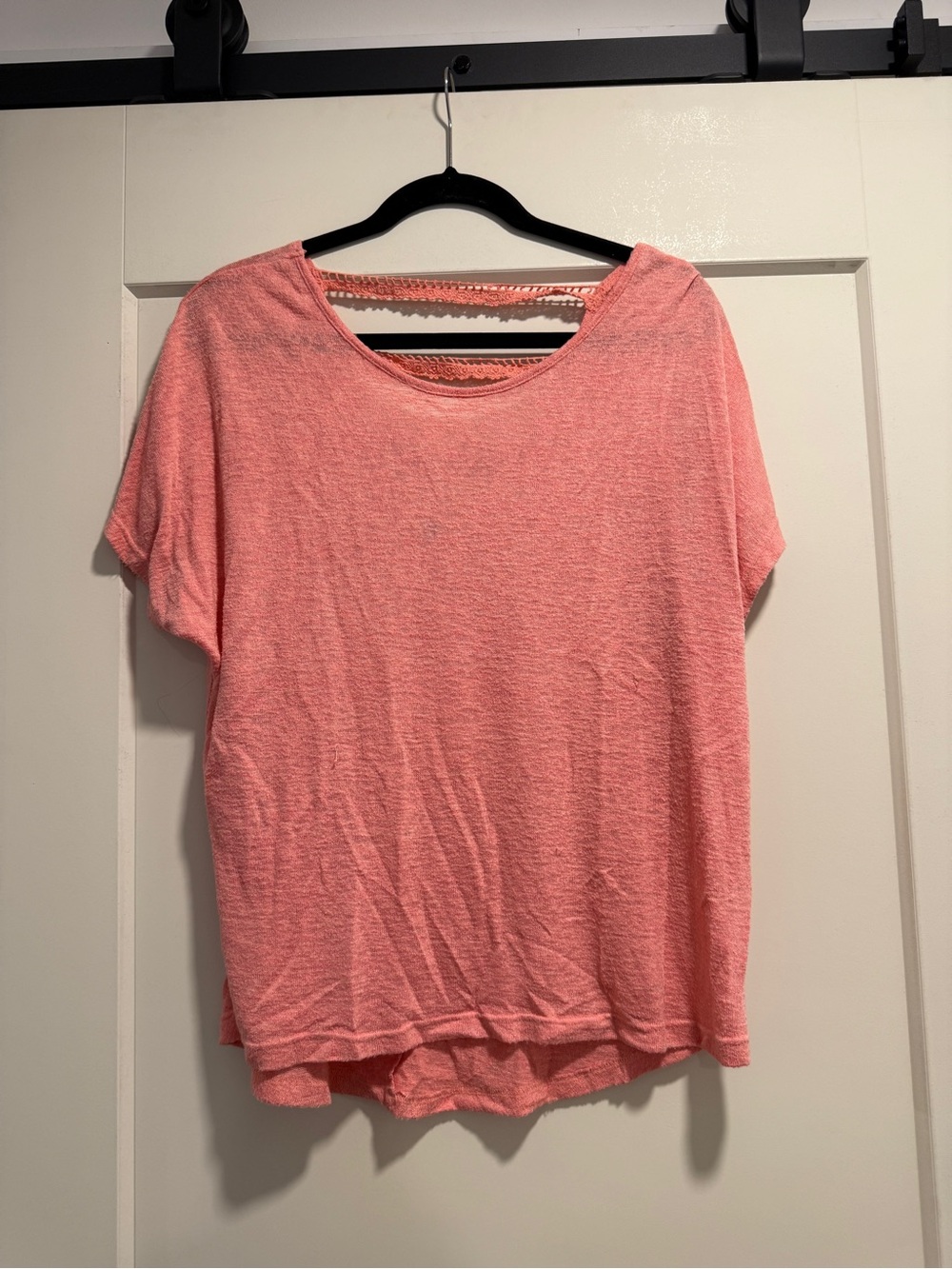miami Coral Scoop Neck Short Sleeve Blouse